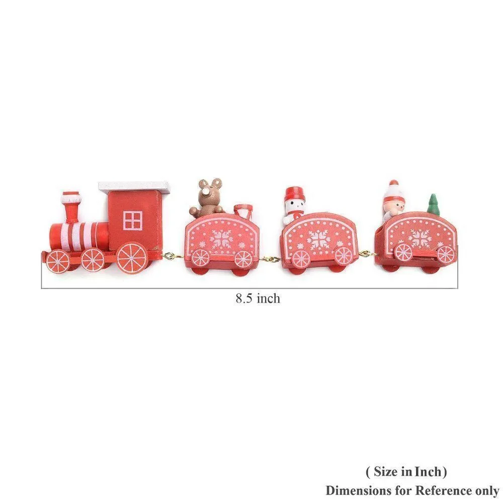 Red Christmas Themed Wooden Mini Train Ornaments